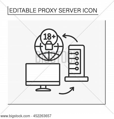 Modern Technology Line Icon. Configure Proxy Service. Blocked Website. Proxy Server Concept. Isolate