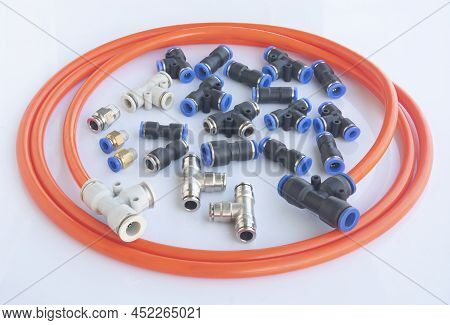 Pneumatic Device Various Sizes On A White Background