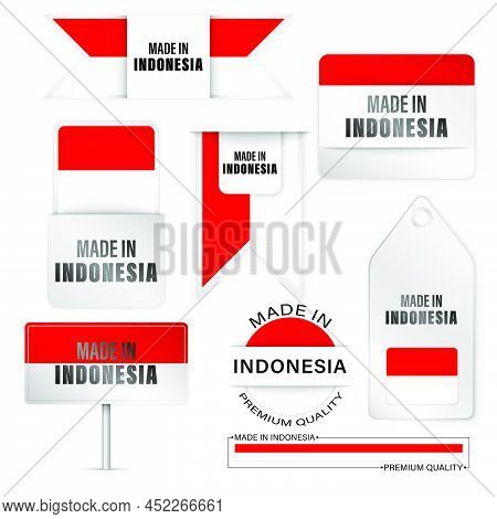 Made In Indonesia Graphics And Labels Set. Some Elements Of Impact For The Use You Want To Make Of I