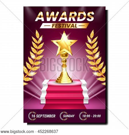 Award Festival Creative Promotional Banner Vector. Award Festival For Congratulate Theater Artist. G