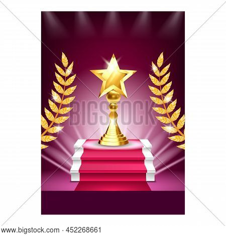 Award Festival Creative Promotional Banner Vector. Award Festival For Congratulate Theater Artist. G