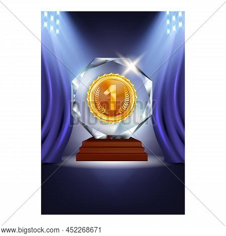 Awards Festival Creative Promotional Poster Vector. Awards Festival Prize For Champion Winning In Ba