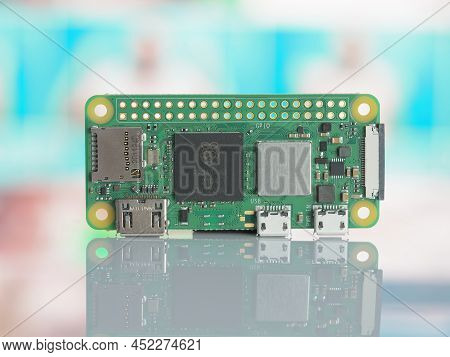 Galati, Romania - April 04, 2022: Close-up Of A New Raspberry Pi Zero 2 W With The New Rp3A0 Isolate