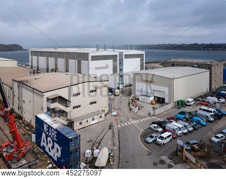Falmouth, Cornwall, England - April 4 2022: Pendennis Super Yacht Building And Refit Yard Falmouth H