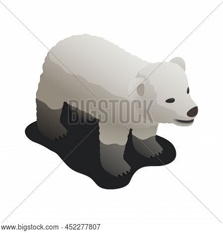 Ocean Pollution Ecological Catastrophy Icon With Isometric Polar Bear In Oil 3d Vector Illustration