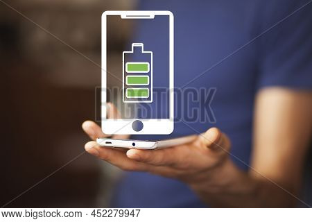 Man With Full Battery On The Phone