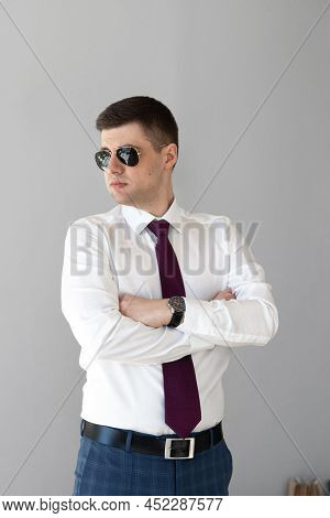 Portrait Of A Male Freelancer. Decentralized Work Of Digital Nomads, Hybrid Work Model.
