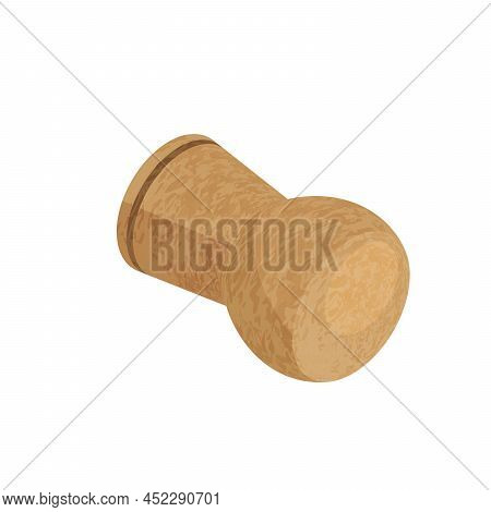 Isometric Vector Illustration Of A Cork From A Bottle Of Sparkling Wine With Cork Texture Isolated O