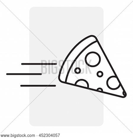 Pizza Slice Icon In Line Art Style. Cooking Icon. Vector Illustration. Stock Image.