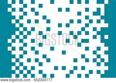 Blue Pixel Background On Halftone. Abstract Geometric Pattern. Mosaic Technology Background. Vector 