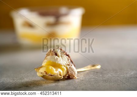 Tiramisu. Dessert With Cream For Breakfast. High Quality Photo