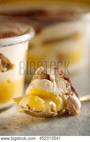 Tiramisu. Dessert With Cream For Breakfast. High Quality Photo