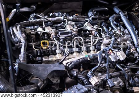 Engine Car Service Mechanic Maintenance Inspection Service Maintenance Car Check Engine Oil Level Ca