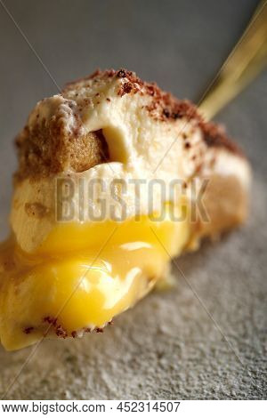 Tiramisu. Dessert With Cream For Breakfast. High Quality Photo