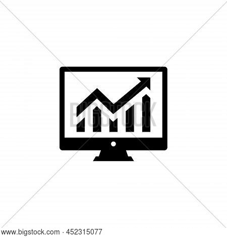 Graph In Computer Monitor, Chart Analytics On Screen Icon Vector