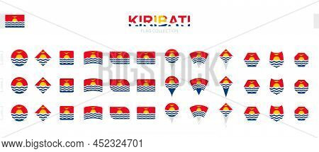 Large Collection Of Kiribati Flags Of Various Shapes And Effects. Big Set Of Vector Flag.