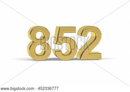 Golden 3d Number 852 - Year 852 Isolated On White Background - 3d Render
