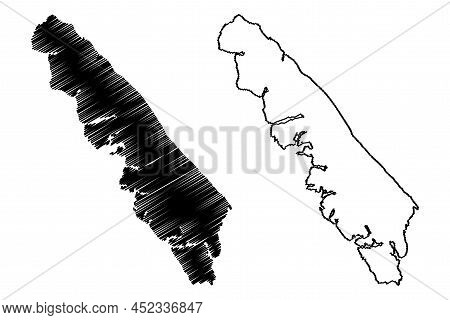Pitt Island (canada, North America, British Columbia Province) Map Vector Illustration, Scribble Ske
