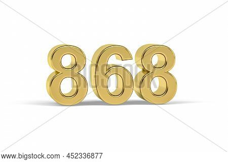 Golden 3d Number 868 - Year 868 Isolated On White Background - 3d Render