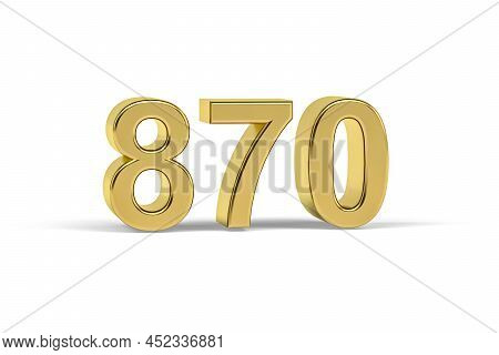 Golden 3d Number 870 - Year 870 Isolated On White Background - 3d Render