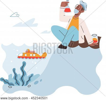 Laboratory Assistant Conducts Experiments With Water Sourse, Study Impact On Environment. Ecological