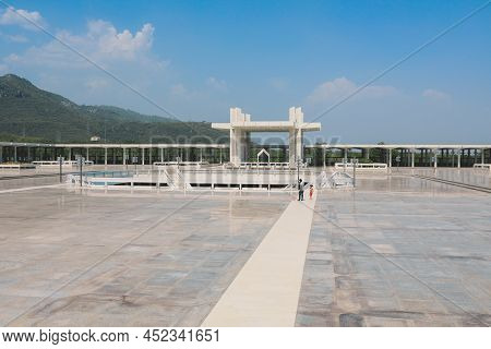 View To The Main Faisal Mosque, On The Foothills Of Margalla Hills In Islamabad Capital City, Pakist
