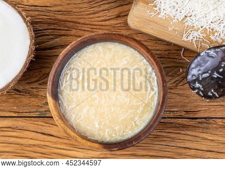 Creamy Cocada, Traditional Brazilian Coconut Candy With Grated Coconut.