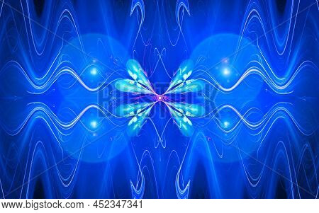 Abstract Computer Illustrations Of Fantastic Energy Waves Of Various Shapes And Shades On A Black Ba