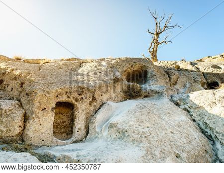 Ancient indian dwelling at Tsankawi - a part of Bandelier National Monument in New Mexico