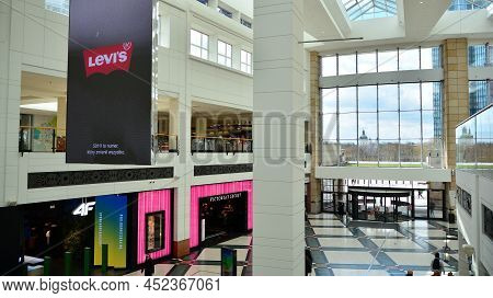 Warsaw, Poland. 5 April  2022.  Interior Of Modern Shopping Center Galeria Arkadia
