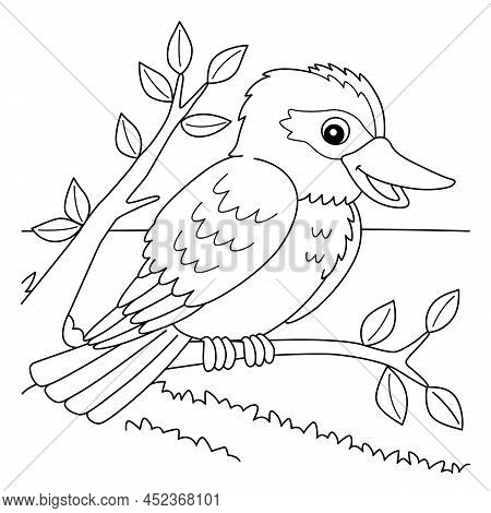 A Cute And Funny Coloring Page Of A Kookaburra Animal. Provides Hours Of Coloring Fun For Children. 