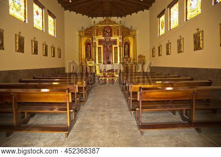 Quito, Ecuador, 18 June 2019. Interior View Of The Small Church At The Middle Of The World  (mitad D