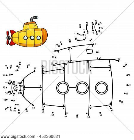 A Cute And Funny Connect The Dots Coloring Page Of A Sub Vehicle. Provides Hours Of Coloring Fun For