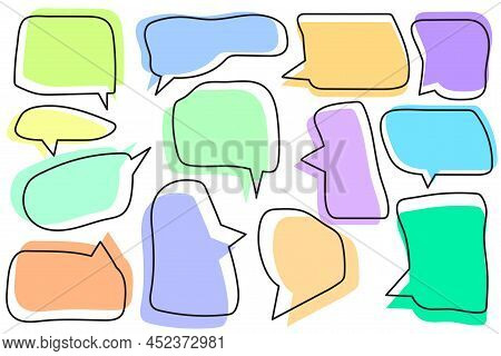 Colored Bubble Messages In Modern Style. Dialog, Chat Speech Bubble. Vector Illustration. Stock Imag