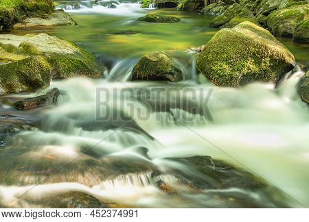 Golitha Falls,summertime Rocks And Flowing Waters,liskeard,cornwall,england,uk
