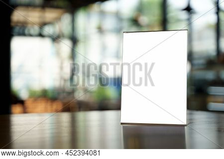 Stand Mock Up Menu Frame Tent Card Blurred Background Design Key Visual Layout...
