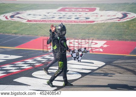 April 02, 2022 - Richmond, VA, USA: Ty GIBBS celebrates his win for the ToyotaCare 250 at Richmond Raceway in Richmond, VA.