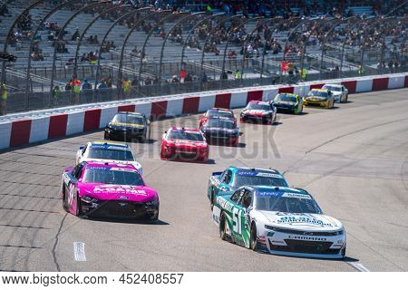 April 02, 2022 - Richmond, VA, USA: Jeremy Clements battles for position for the ToyotaCare 250 at Richmond Raceway in Richmond, VA.