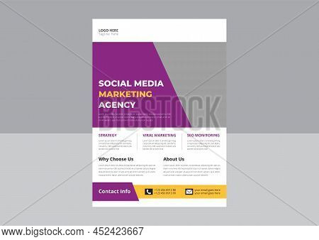 Social Media Marketing Flyer. Social Media Marketing Template Design. Cover, Poster, Leaflet, A4 Siz