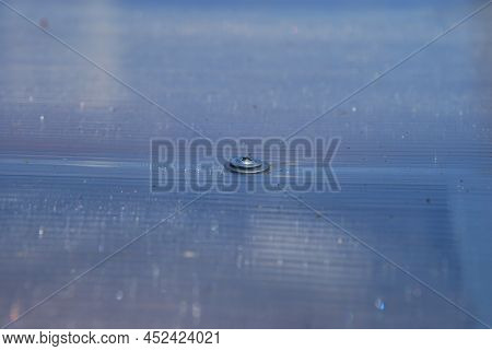 Polycarbonate Screw And Nut Plastic Surface With Stiffening Ribs Inside. A White Galvanized Screw Wi