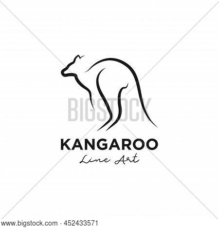 Line Kangaroo Logo Template. Abstract Wallaby Vector Design. Animal Illustration