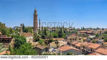 Panoramic Top View Of The Old City Of Antalya In Turkey