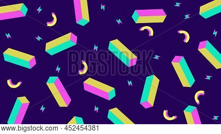 Aesthetic Fashion Background And Eighties Graphic. 90s And 80s Background Template With Retro Style 