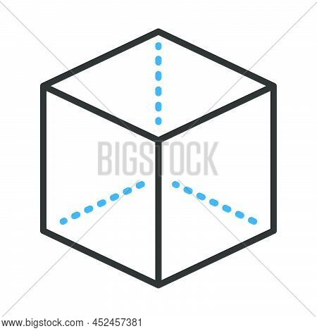 Cube With Projection Icon. Editable Bold Outline With Color Fill Design. Vector Illustration.