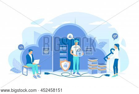 Security Service Protects Cloud Data Storage. Cloud Security, Cloud Computing, Data Protecting, Secu