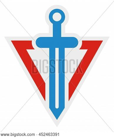 Sword Insignia. Color Triangle Emblem. Superhero Sign