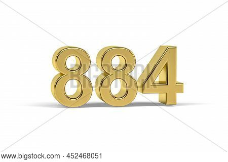 Golden 3d Number 884 - Year 884 Isolated On White Background - 3d Render