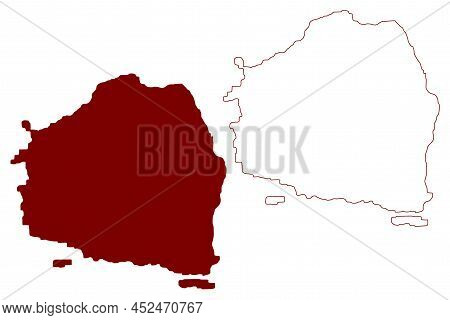 Flat Holm Island (united Kingdom Of Great Britain And Northern Ireland, Wales) Map Vector Illustrati