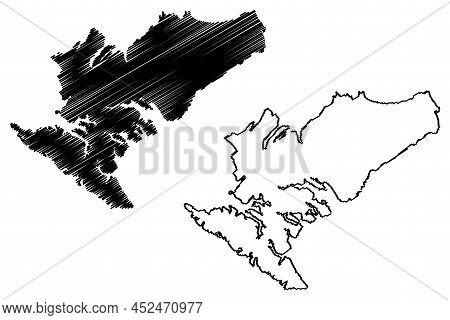 Riesco Island ( Republic Of Chile, South And Latin America) Map Vector Illustration, Scribble Sketch