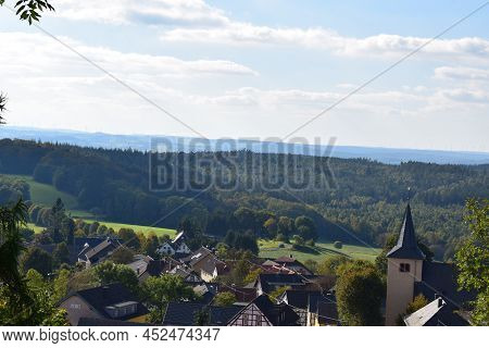 View Across Village Aremberg In The Eifel During Autumn